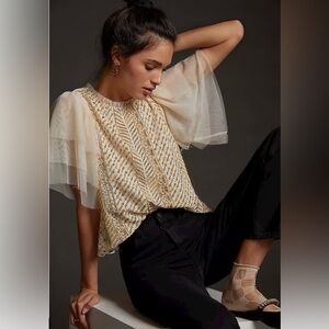 Let Me Be Sequined Embroidered Top from Anthropolgie